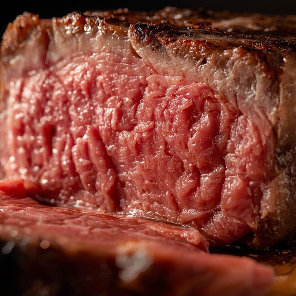 Perfect medium-rare steak cooked with ThermoPro Thermometer